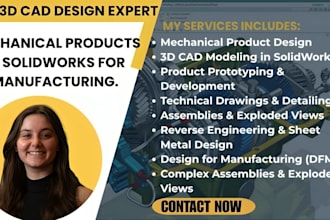 entwerfe mechanische produkte und 3d cad modelle in solidworks für die fertigung
