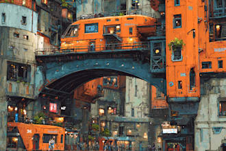make a cyberpunk futuristic city illustration