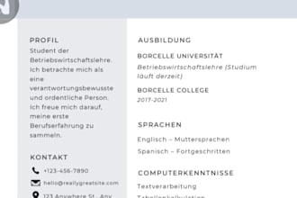 create german CV lebenslauf fir ausbuildung
