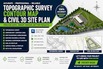 create accurate topographic survey, contour map, and civil 3d site plan