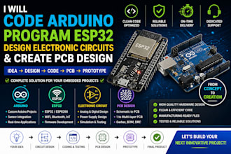 code arduino project, program esp32, do electronic circuit and create pcb design