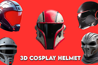 sculpt 3d futuristic helmet 3d cosplay model 3d mask design for 3d printing