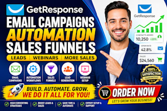 set up getresponse email campaigns automation sales funnels leads webinars