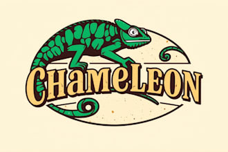 do vintage chameleon retro style logo 1 day