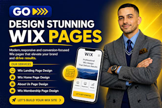 design wix landing page, wix home page, aboutus page, wix membership page design