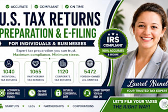 prepare and file US tax return, freelancer taxes, corporate taxes and all forms