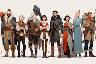 draw original dnd or rpg character art mpas party for you