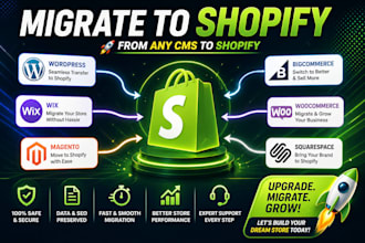 transfer or migrate wordpress wix ekm woocomerce website to shopify migration