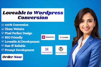 professionally covert lovable ai to wordpress website using divi, elementor