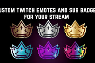 created custom twitch emotes or sub badges, overlay, kick overlay, emotes, panel