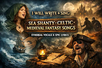 sing sea shanty, irish celtic, medieval fantasy songs with ethereal vocals