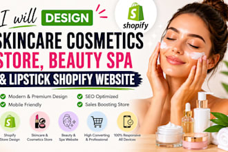 design skincare cosmetics store, beauty spa and lipstick shopify website