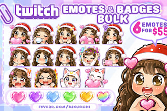 design cute chibi anime emotes for twitch and discord
