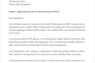 write professional cover letters and formal letters