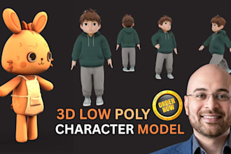 design 3d character modeling, 3d low poly character for game asset and animation