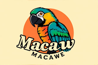 do unique vintage retro style macaw logo design 1 day
