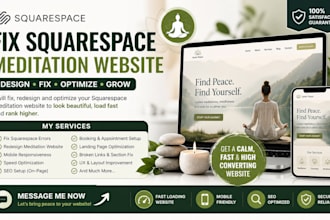 fix squarespace meditation website yoga healing site redesign SEO optimization