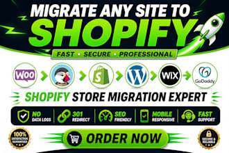 shopify store migration wordpress wix wocommerce squrespace to shopify website