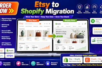migrate your etsy store to shopify with products, and SEO