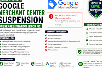 fix google merchant center suspension fix merchant center misrepresentation eror