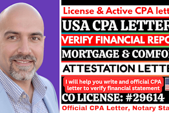 write CPA letter, CPA attestation letter, US CPA letter, mortgage letter, us cpa