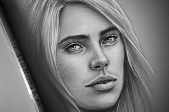 sketch a custom charcoal drawing, pencil portrait from photo
