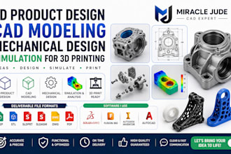 3d product design, cad modeling, mechanical design, simulation for 3d printing