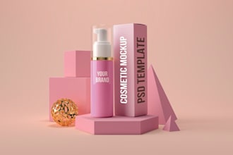 create luxury cosmetic product rendering skincare mockup branding design