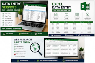 data entry, copy paste, and excel typing professionally