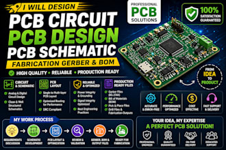 design pcb circuit, pcb design, pcb schematic, fabrication gerber and bom