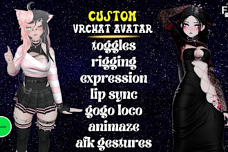 custom vrchat avatars, vtuber models, furry designs, anime nsfw, facial tracking