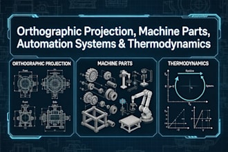design orthographic projection machine parts  automation systems  thermodynamic