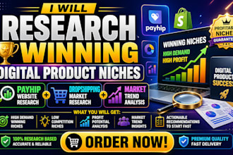 research winning digital product niches payhip website dropshipping market trend
