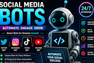 create social media bot, twitter bot, instagram bot, tiktok bot, youtube bot