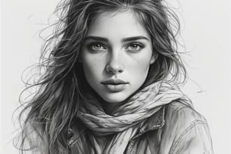 sketch a rough charcoal pencil portrait drawing for you