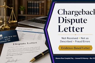 write a compelling chargeback dispute letter as a licensed US attorney