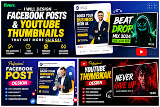 create professional facebook posts and youtube thumbnails design