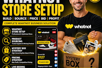 setup whatnot store product sourcing mystery box pricing auction bidding flow