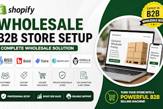 setup shopify wholesale b2b store with bss, bold, faire, sparklayer and gorilla