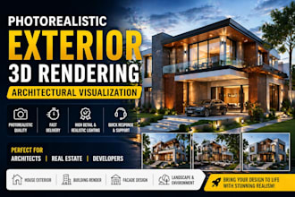 create photorealistic exterior 3d rendering, architectural visualization