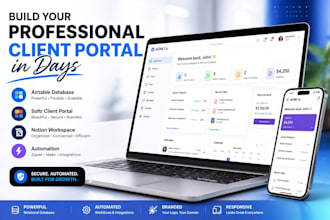 custom airtable database softr client portal, notion dashboard automation budget