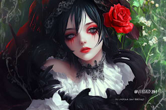 draw fantasy anime portrait with soft glow style