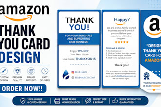 create premium amazon thank you card design for brand growth