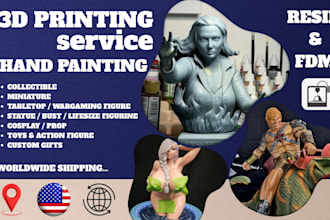 3d print, paint, ship custom figure, statue, collectible dnd miniature resin fdm