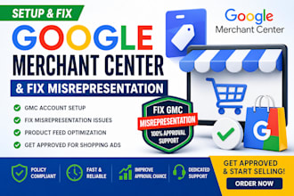setup google merchant center and fix gmb misrepresentation for shopping ads