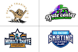 do ice skating rink roller surf skate team club logo design