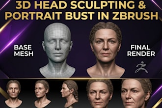 sculpt 3d head portrait bust face likeness character miniature statue in zbrush