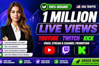 shoutout USA youtube video twitch and kick promotion for 1 million live views
