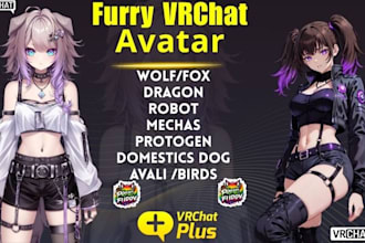 rig and edit nsfw vrchat avatar, 3d anime vtuber, vrchat furry avatar, vseeface