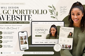design canva ugc portfolio website, media kit, landing page for creators